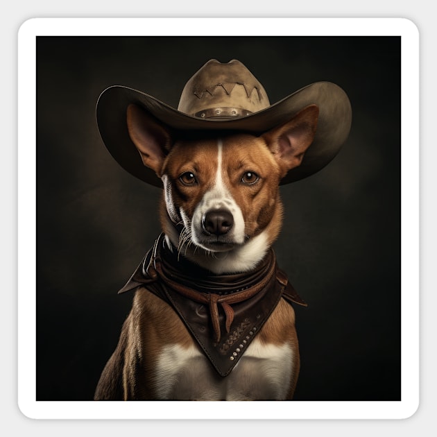 Cowboy Dog - Basenji Magnet by Merchgard